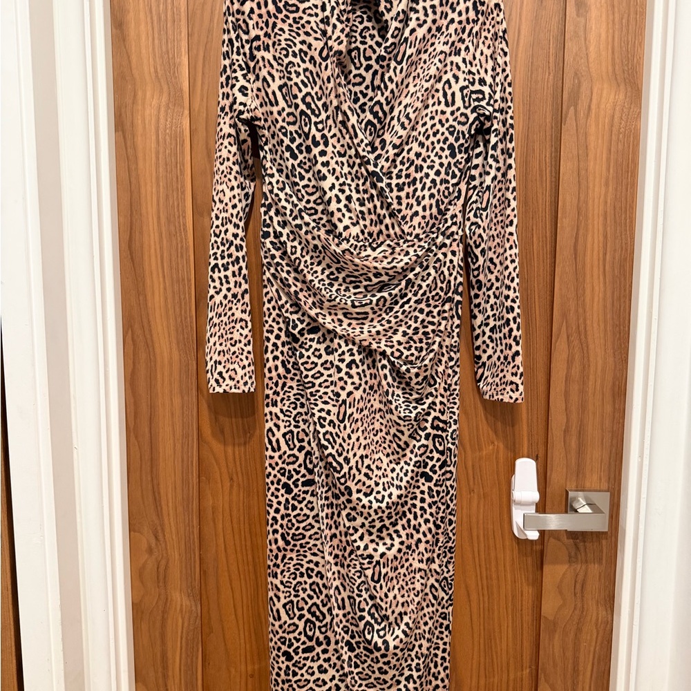 RACHEL Rachel Roy Animal Print Long Sleeve Wrap Dress